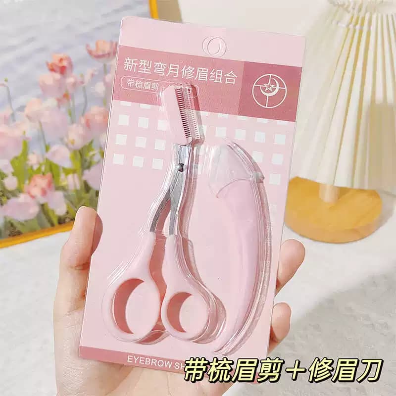Crescent Eyebrow Trimming Set with Eyebrow Comb, Macro Protection Eyebrow Trimming Knife, Eyebrow Trimmer, New Eyebrow Trimming Tool