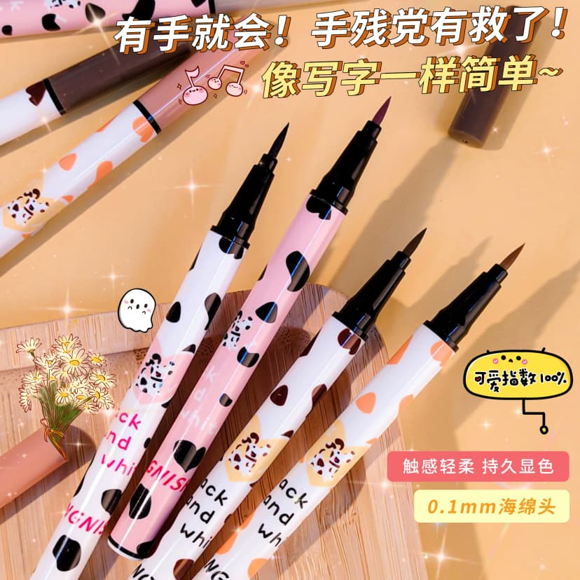2 Pieces of 6.8mm Liquid Eyeliner Pens, Waterproof, Smudge-Proof, Long-Lasting, Ultra-Fine, for Outlining and Shading, Suitable for Beginners