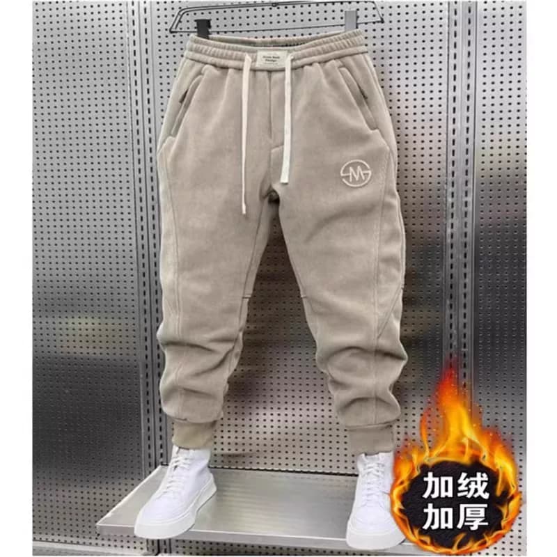 Autumn and Winter Corduroy Fashionable Versatile Fleece-Lined Casual Pants Men's Loose Jogger Trendy Corduroy Sweatpants Sports Trousers