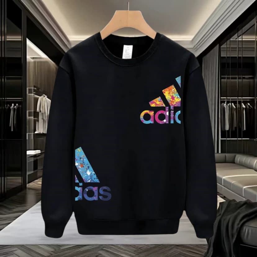 Clearance of Surplus Stock from Foreign Trade: Branded Men's Sweatshirt with Cut Tags, Trendy Loose Fit, Versatile, Fleece-Lined Long-Sleeve Top for Young Men