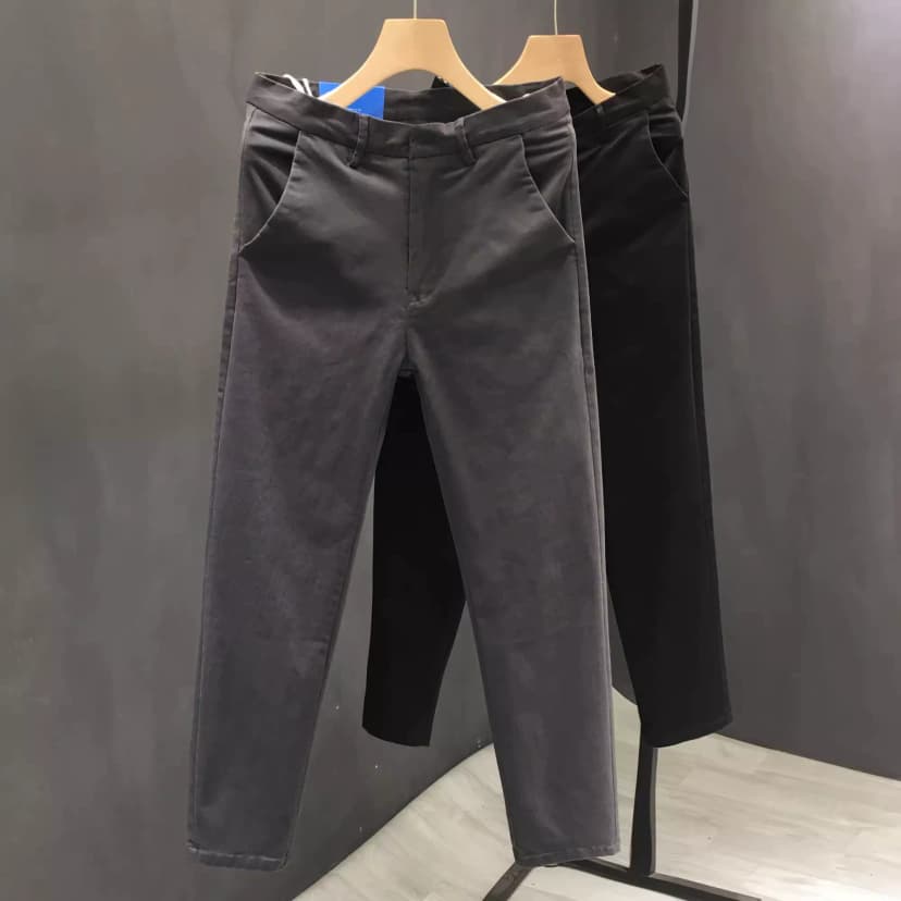 Spring and Summer Simple Solid Color Casual Pants for Men, Thin Pure Cotton Cropped Pants, Korean Style Tapered Slim Fit Versatile Straight-Leg Pants