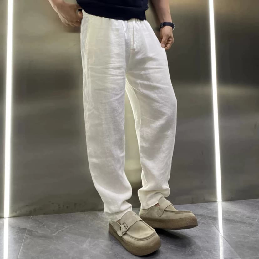 Summer Thin Casual Pants for Men, High-Quality Light Luxury Scimitar Pants, Solid Color, Simple, Breathable, Cool, Stylish Straight-Leg Pants