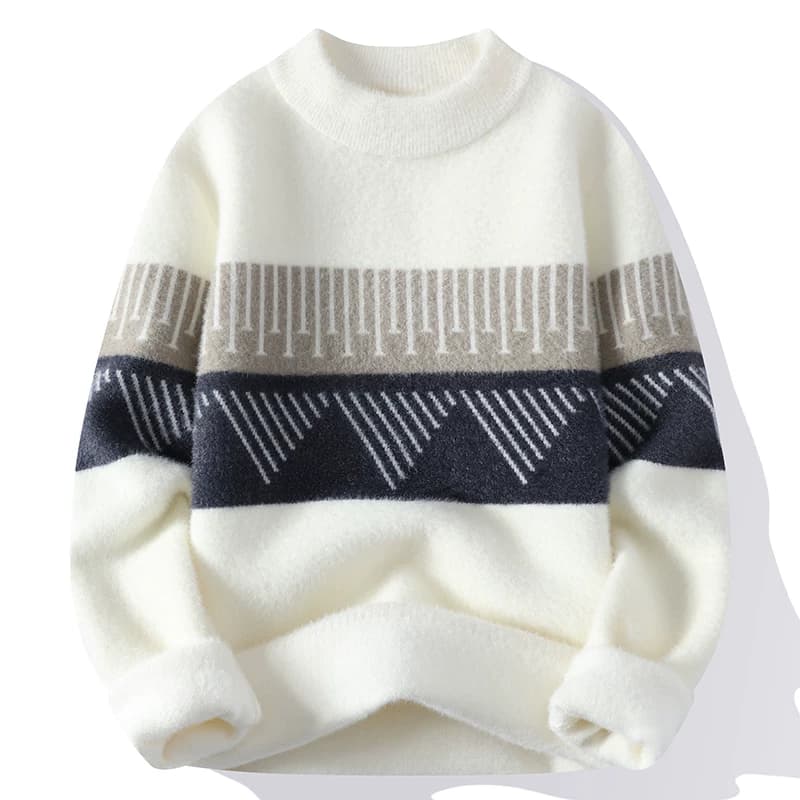 Winter 13-Year-Old Youth Student One-Piece Fleece Sweater for 12-Year-Old Boys, 15-Year-Old Older Children, Fleece-Lined and Thickened Half-Turtleneck Knitwear