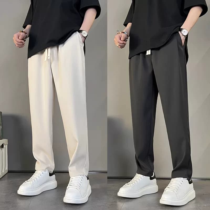 Summer New Style Drapey Men's Dress Pants, Silky Wrinkle-Free Casual Pants, Men's Straight-Leg Pants, Slightly Tapered Versatile Long Trousers