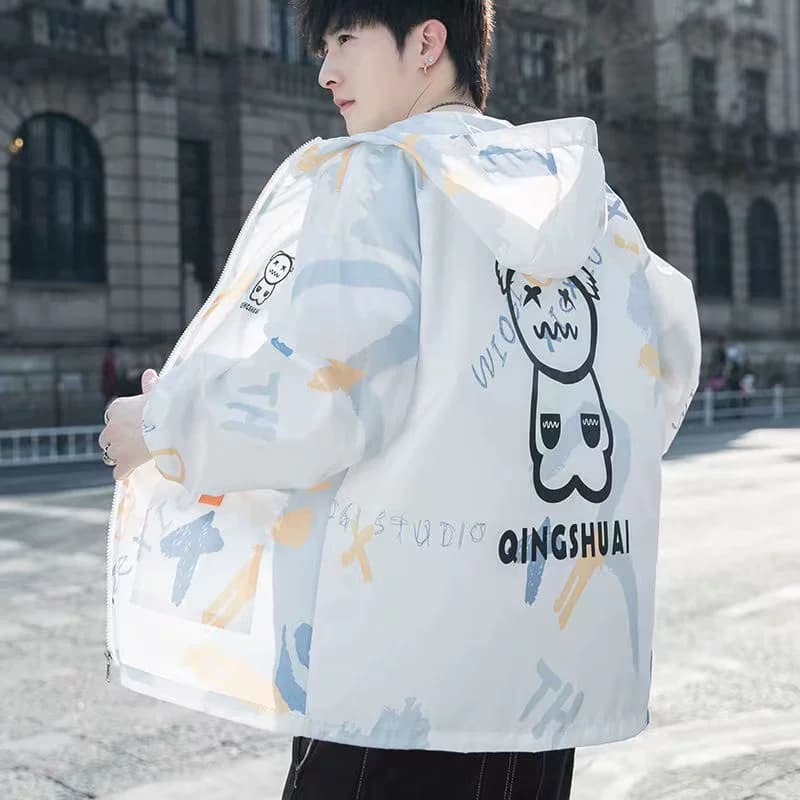 Summer Ice Silk Sun Protection Clothing for Men, Anti-Uv, Thin Jacket for Men and Women, Breathable and Quick-Drying, Men's Fishing Clothing