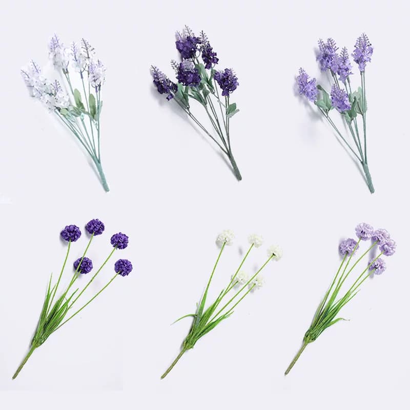 Single Bunch of Lavender Artificial Flowers, Flower Trough, Flower Box, Fence, Partition, Engineering Plastic Flower, Decorative Flower, Photography Props, Ornaments
