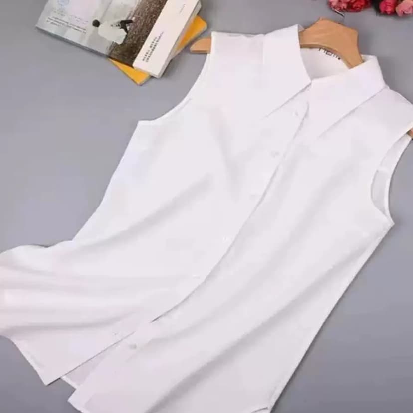 Versatile Pointed-Collar Sleeveless Shirt That Covers the Hips, Base Layer Shirt, Inner Shirt, Casual Layered Top for Women