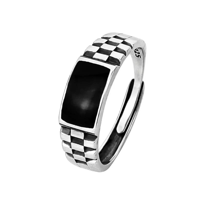 Design Chessboard Oil-Drip Fashion Ring for Men, Trendy, Cool Style, High-End, Light Luxury, Niche Design