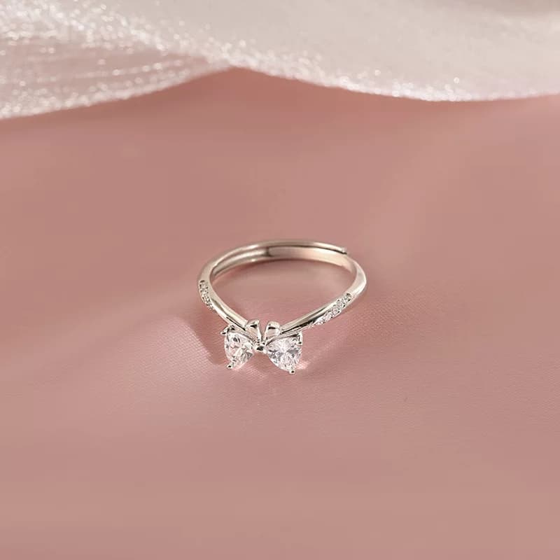 Yanda's Fugitive Princess Bowknot Ring for Women, Niche High-End Sweet Open Ring Gift