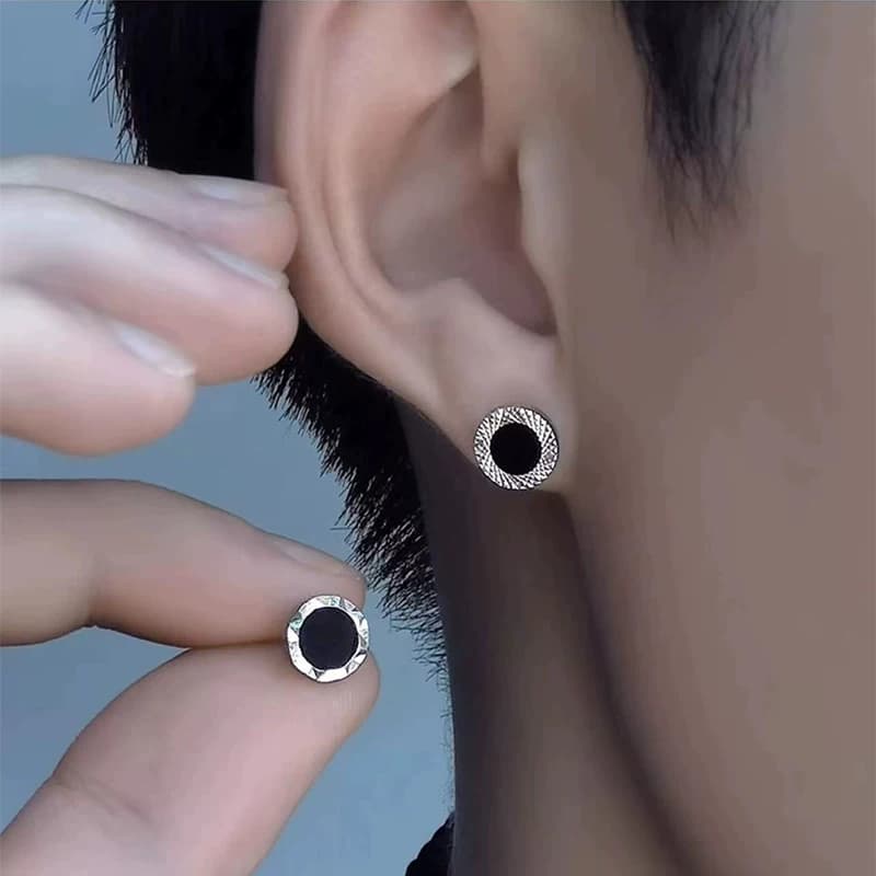 Silver Needle Earrings for Men and Women, High-End Niche ins Trendy Men's Earrings, Trendy and Unique Men's Ear Hoops