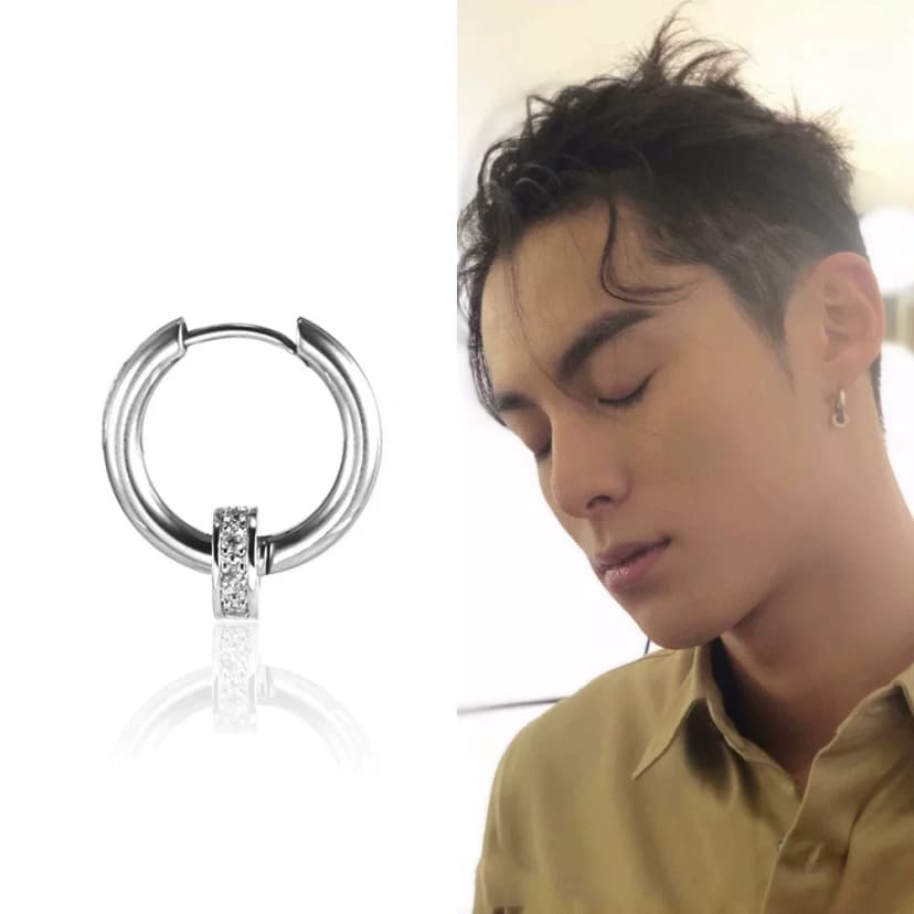 Wang Hedi Silver Needle Earrings for Men, High-End Niche Style, Cool and Stylish Earrings for Men and Women, Hip-Hop Trendy Personality Earrings