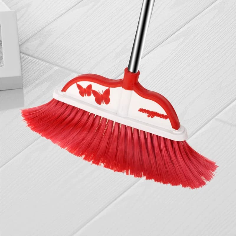Household Plastic Broom with Stainless Steel Handle, Large Sweeping Broom, Dustpan Set, Single Broom