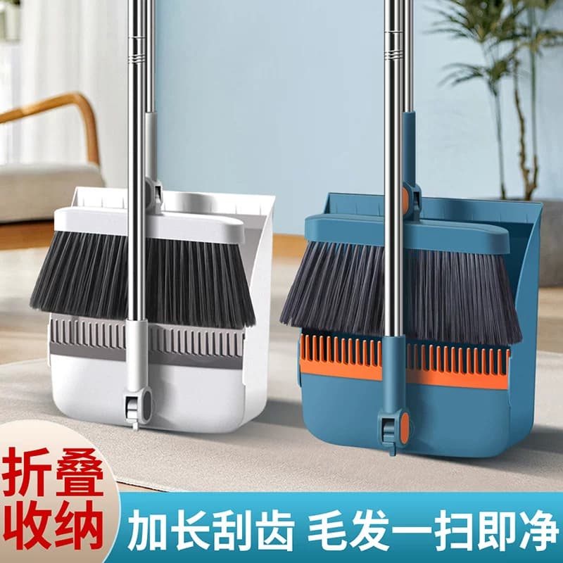 New Broom and Dustpan Set with Soft Bristles, Household Broom and Dustpan Combo, Single Broom for Sweeping, Non-Stick Hair Magic Tool