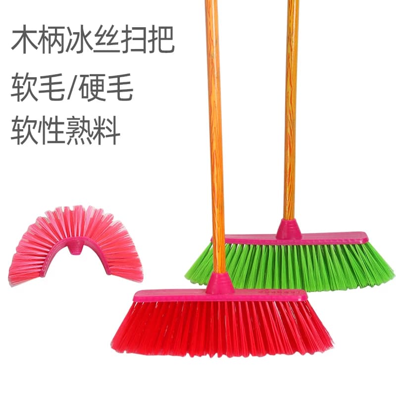 Manufacturer's Plastic Broom with Wooden Handle, 30cm Wide, for Indoor and Outdoor Use, Suitable for Factory, General Cleaning, Property Maintenance, and School