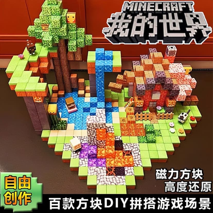 Minecraft Game Peripheral Magnetic Blocks Building Magnet Building Blocks Wholesale Educational Block Building Blocks Gift Toys