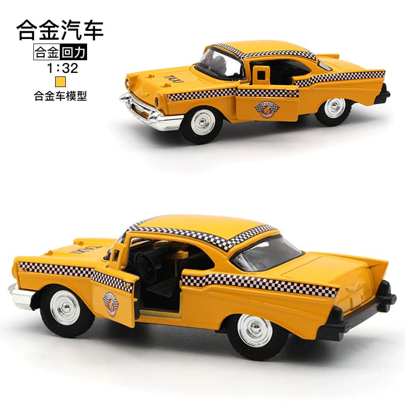 Cross-border 1:32 alloy taxi model children's toys car ornaments Huili car model boys toys wholesale