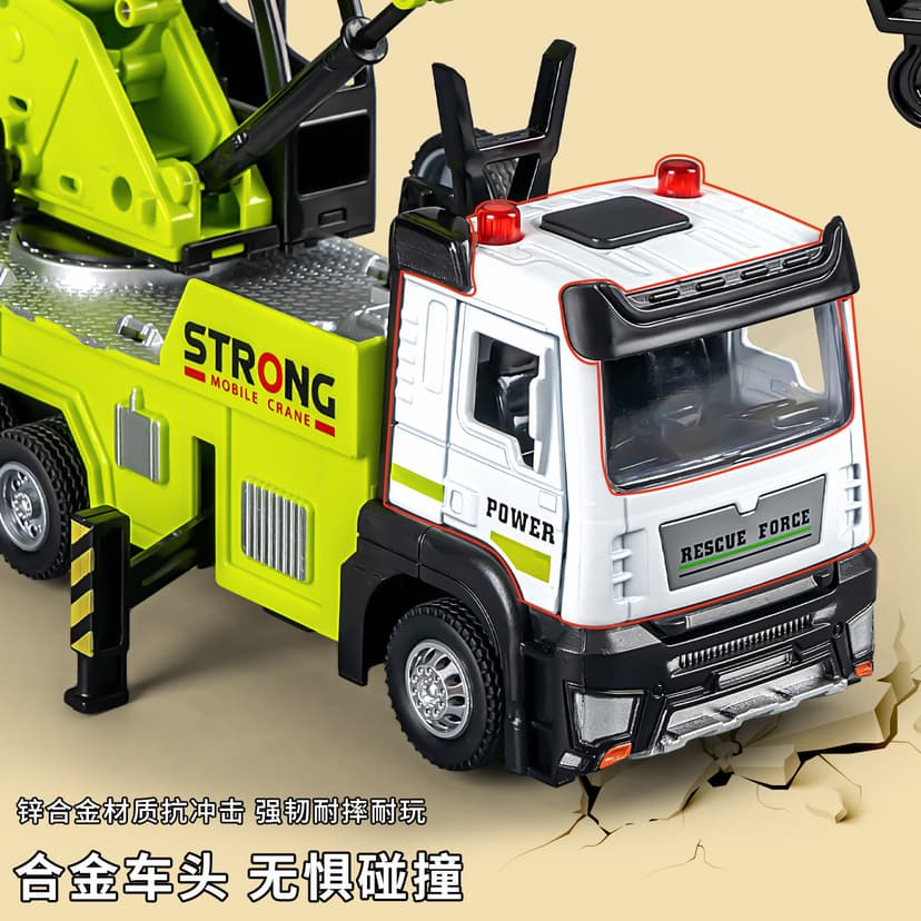 Children's Gift Road Rescue Trailer Alloy Front Flatbed Trailer Telescopic Boom Engineering Vehicle Boy Toy