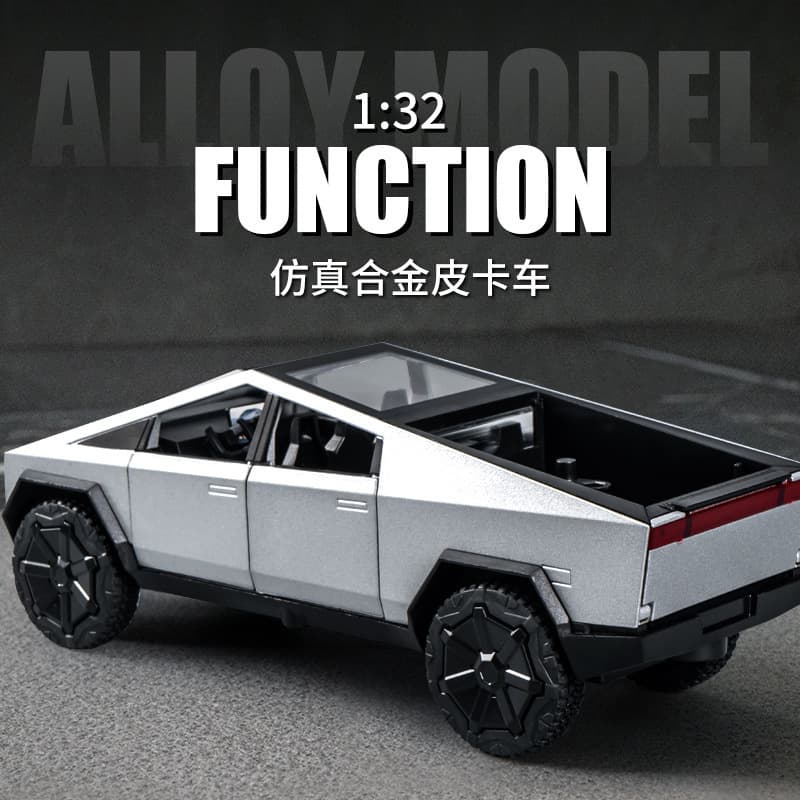 1:32 Tesla simulation alloy pickup truck sound and light back force off-road vehicle children's toy alloy car model