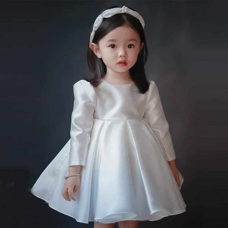 Children's Dress, Baby Girl's One-Year-Old Princess Dress, Flower Girl Wedding Dress, Tutu Skirt, White Girl's Birthday Dress, Winter