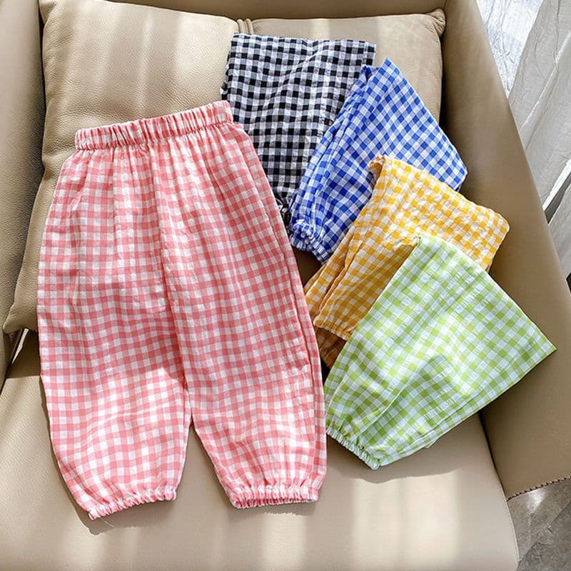 2026 Summer New Children's Plaid Anti-Mosquito Pants for Boys and Girls, Stylish and Versatile Casual Pants