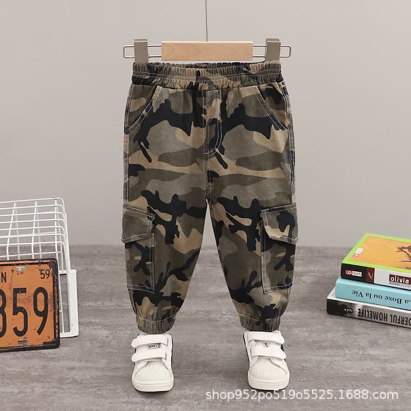 Children's Wear Boys' Casual Pants Spring and Autumn Casual Camouflage New Spring and Autumn Wear Trendy Cocktail Pants for Middle and Small Children