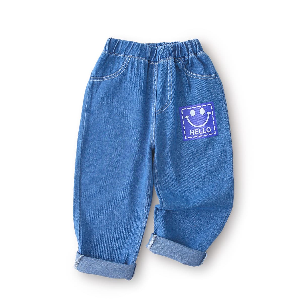 Jeans Spring & Fall Style for Small and Medium-Sized Children 2025 New Style Printed Loose Baby Casual Style Straight Pants for Boys and Girls