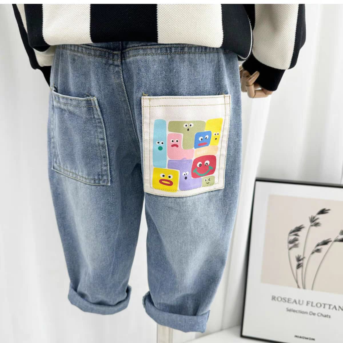 Boys' Jeans Spring Clothing 2025 New Kidsren's Korean Style Loose Casual Pants for Small and Medium-Sized Kidsren, Handsome and Versatile Pants Trend