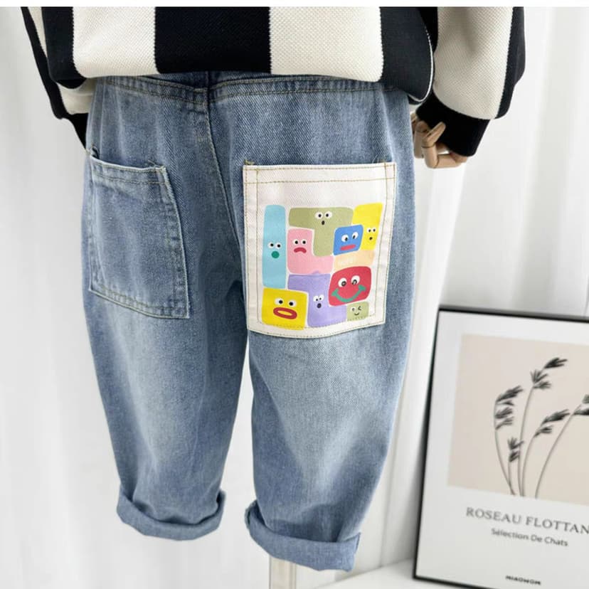 Boys' Jeans Spring Clothing 2025 New Kidsren's Korean Style Loose Casual Pants for Small and Medium-Sized Kidsren, Handsome and Versatile Pants Trend