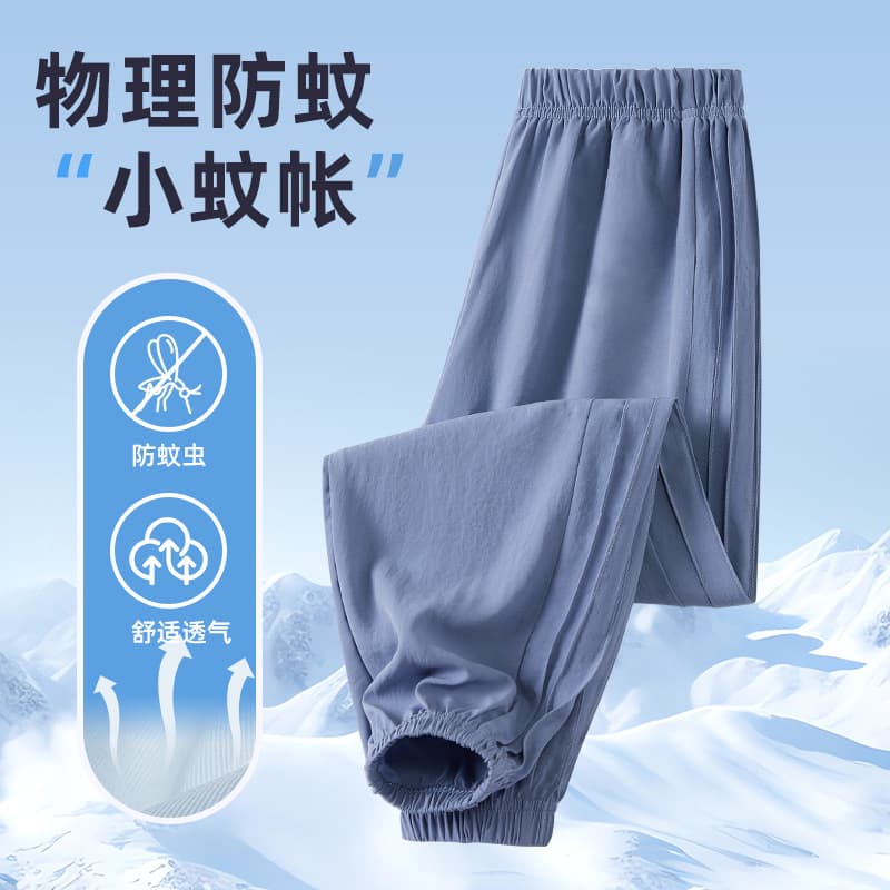 Children's Anti-Mosquito Pants Summer Thin Boys' Pants Medium and Large Boys' Ice Silk Quick-Drying Pants Pure Color Printing Net Version