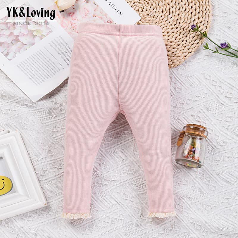 New Baby Pants Spring and Autumn Outer Wear Trousers Baby Girl Stylishly Princess Pink PP Pants Children's Lace Leggings