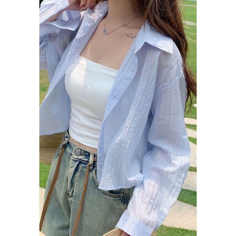 Vacation Style Super Fairy Short Sun Protection Clothing with 2024 New Summer Loose Thin Long-Sleeved Shirt Cardigan Jacket