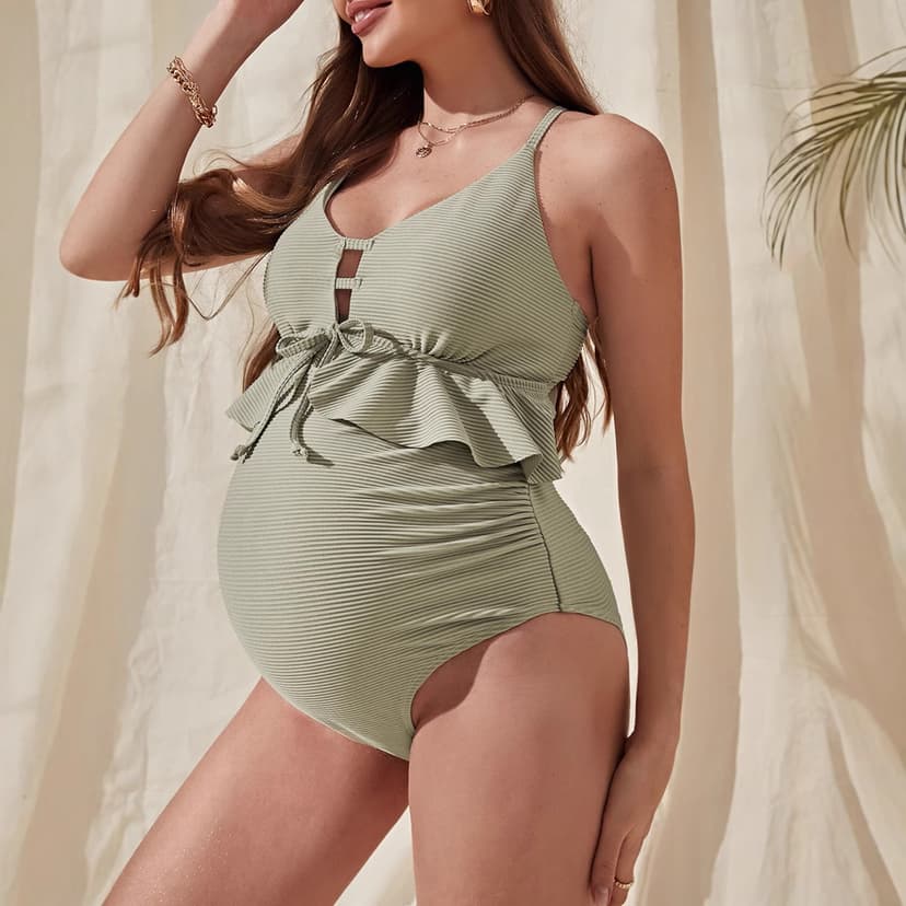 Pregnant Women's Pants Cross-border European and American Foreign Trade Amazon Independent Station Pregnant Women's Ruffled Frilled Pregnant Women's Swimsuit