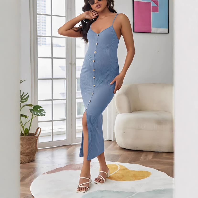 Cross-Border New Maternity Wear European and American Sexy Hem Slit Button Maternity Skirt Fashionable Maternity Suspender Dress