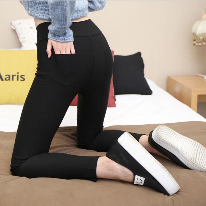 Factory Leggings Summer Outer Wear Korean Style Large Size High Waist Rear Pocket Pencil Pants Ankle-length Pants Women