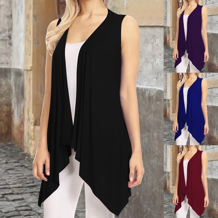 2025 European and American Cross-Border Foreign Trade Aliexpress Amazon Independent Station Supply Sleeveless Cardigan Jacket Without Buttons
