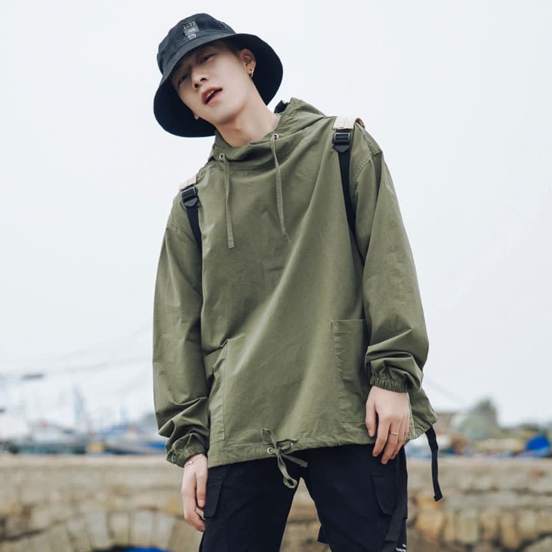 Hong Kong Style Hooded Loose Sweatshirt Men's National Fashion Loose Top Korean Style Lazy Style All-match bf Hip-hop Spring and Autumn Jacket