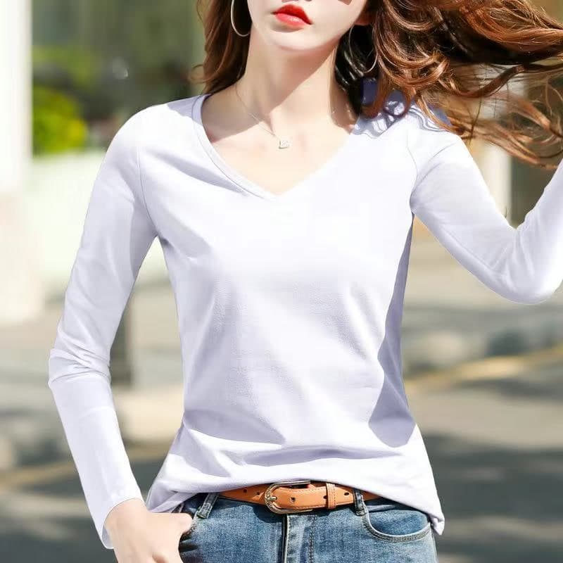 White Bottoming Shirt for Women with Long-Sleeved T-Shirt 2024 New Spring & Fall Round Neck Slim Fit and Versatile Tops Wholesale