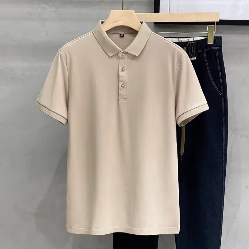 2025 New Wholesale Solid Color Men's Polo Shirt Lapel Trendy Brand Short-Sleeved Men's Casual Versatile Slim Fit Top