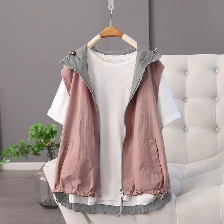 A generation of live explosions double-sided casual waistcoat 2025 summer Korean contrast fashion sleeveless coat tide