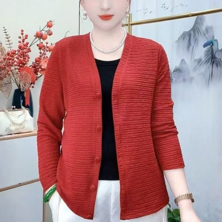 A generation of explosions 2015 spring new Joker solid color age-reducing foreign-style loose slim mother cardigan coat