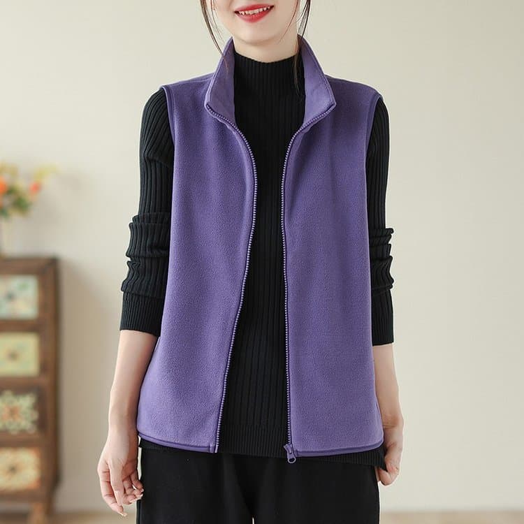 Dropshipping Popular Double-Sided Velvet Vest for Women 2025 Autum New Fashion Casual Versatile Stand-Up Collar Vest