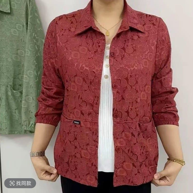 Dropshipping 2025 Autumn New Fashion Versatile Casual Loose Age-Reducing Stylish Lapel Jacquard Cardigan Jacket