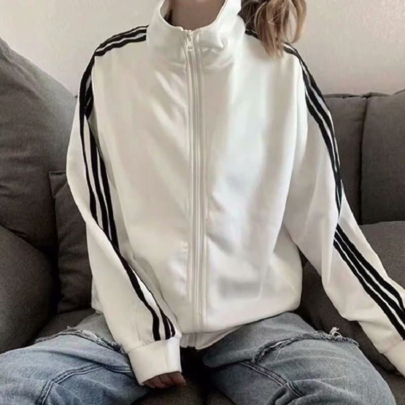 Early Autumn Men's Sweatshirt 2024 New Three-Stripe Jacket Men's Korean Version Thin Jacket Black Baseball Jacket Loose Bf Trendy