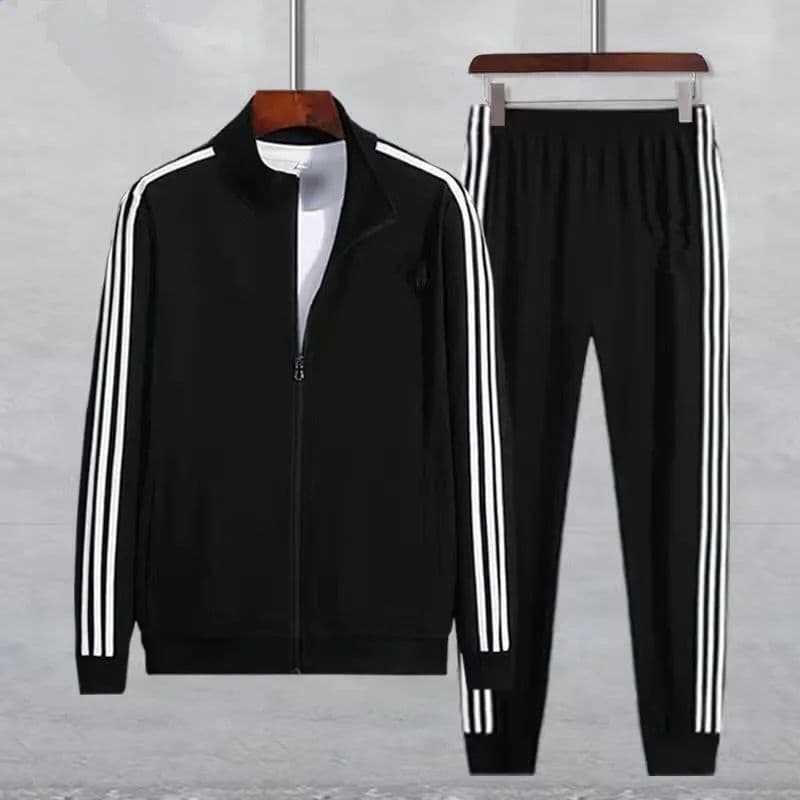 Sportswear Suit for Men and Women, Stand-Up Collar Running Suit, Spring & Fall Long-Sleeved Morning Running Two-Piece Set, Versatile Internet Celebrity Slim Couple Style