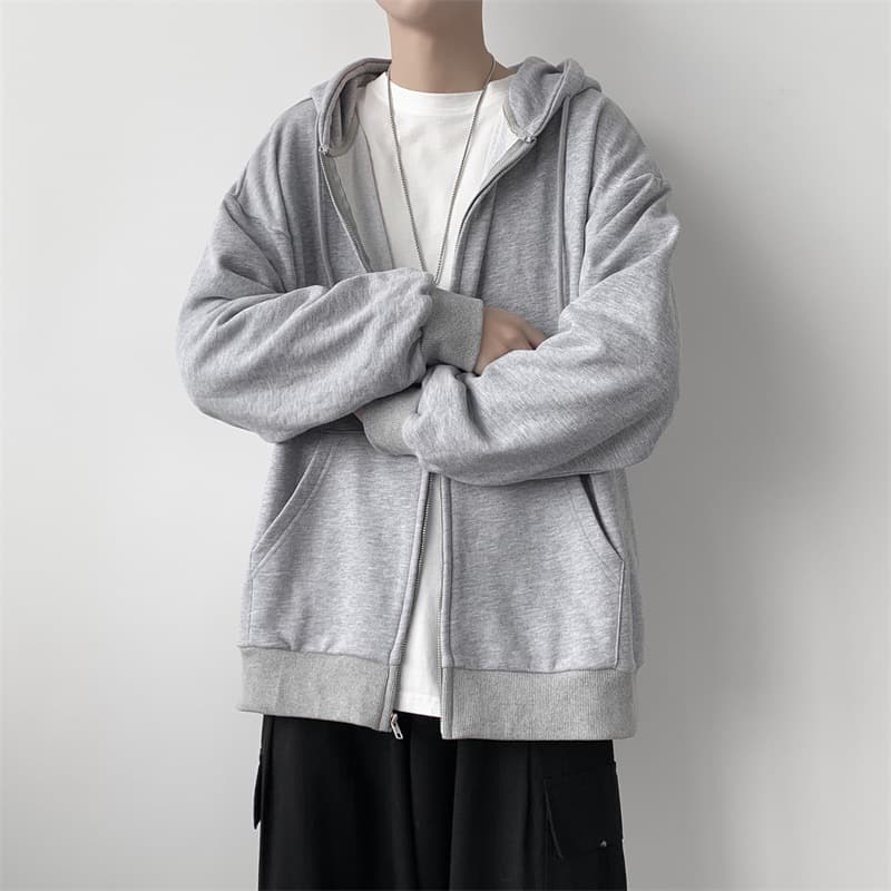 Men's Cardigan Sweatshirt Autum Korean Style Versatile Casual Hooded Top Bf Style Loose Student Sports Jacket