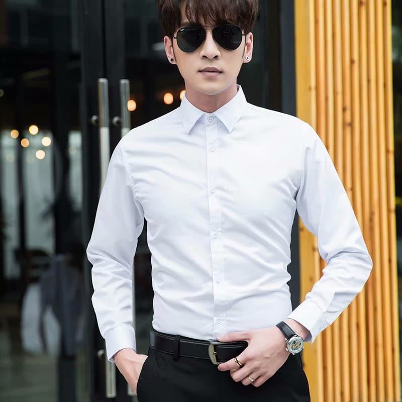Men's Long-Sleeved Cheap Shirt Slim Fit 2021 New Business Casual No-Iron White Shirt Large Size Men's Fashion