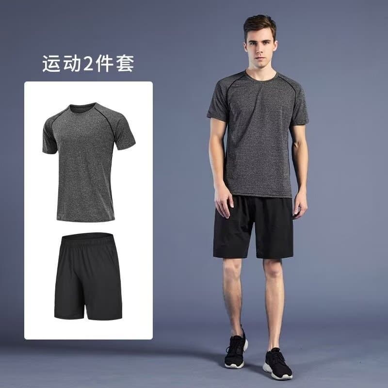 Sports suit Men's Quick-drying Running Fitness Short-sleeved Breathable Shorts Summer T-shirt Basketball Top Training Clothes Cross-border