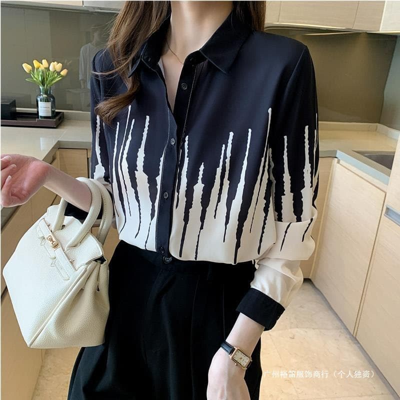 Elegant Blouse for Women with Unique Design, Chiffon Long-Sleeve Top, 2022 New Autumn Fashion Stylish Shirt