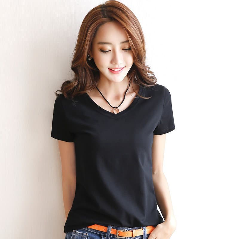 2025 European and American spring and summer new women's white short sleeve top T-shirt AliExpress women's short base shirt wholesale