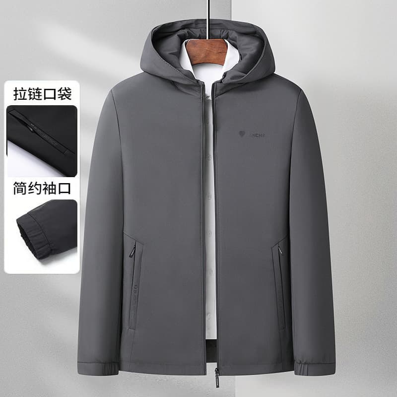 New Spring and Autumn Middle-aged and Elderly Coat Middle-aged Men's Removable Hat Jacket Business Dad Casual Jacket